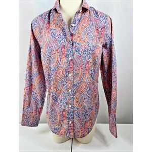 Liberty Art Fabrics For J. Crew Women's Artsy Paisley Button- Up Shirt Size 8